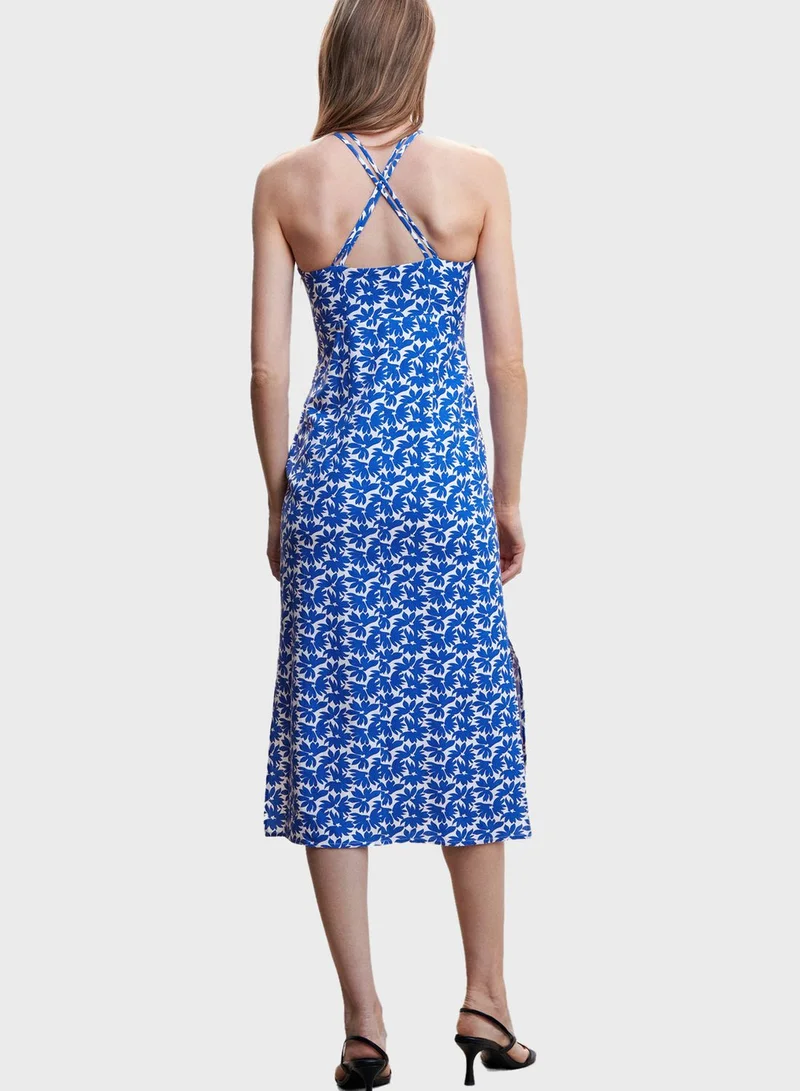 MANGO Floral Print Knitted Dress