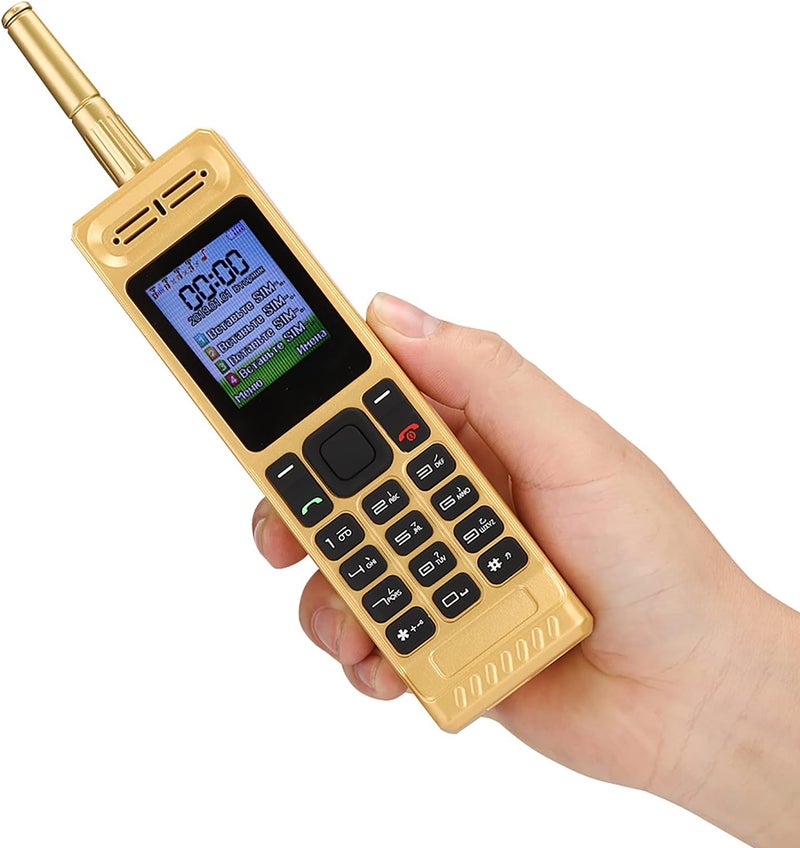 cheekyglo Vintage Retro Brick Mobile Phone, Multifunction Unlocked Big Button Brick Feature Cellphone with Antenna 1.77Inch Screen Support Four Card Four Standby/Quad Band/MP3/Vidio/Large Battery(gold)gold - Image 1