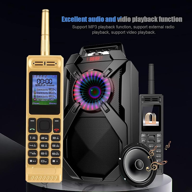 cheekyglo Vintage Retro Brick Mobile Phone, Multifunction Unlocked Big Button Brick Feature Cellphone with Antenna 1.77Inch Screen Support Four Card Four Standby/Quad Band/MP3/Vidio/Large Battery(gold)gold - Image 4