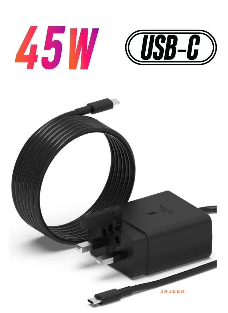 JAJEEK 45W USB C Charger for Samsung, 20V 3A Super Fast Type C Charger Compatible with Samsung Galaxy S20 S21 S22 S23 S24 Ultra, S21+ S22+ S23+ S24+, A15 A53 A54 A55 with 6FT Type C Power Adapter Cord - Image 1