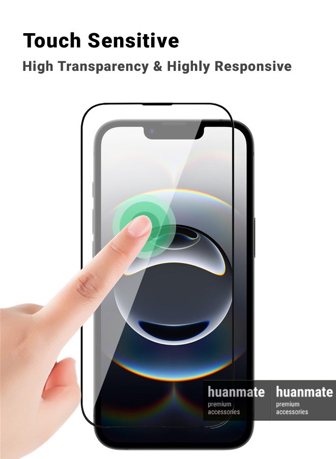 هووانميت واقي شاشة من قطعتين لهاتف أبل آيفون 16 إي - زجاج مقسى ممتاز من الحافة إلى الحافة، شفافية عالية، لمسة رقيقة، مضاد للانفجار، حواف مقوسة ناعمة، سهل التركيب - Image 4