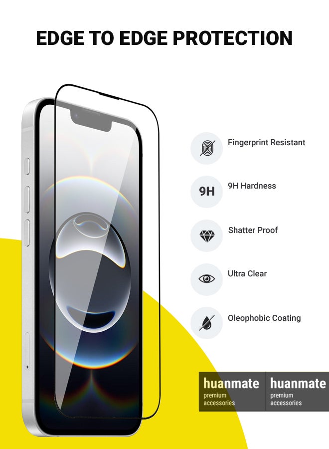 هووانميت واقي شاشة من قطعتين لهاتف أبل آيفون 16 إي - زجاج مقسى ممتاز من الحافة إلى الحافة، شفافية عالية، لمسة رقيقة، مضاد للانفجار، حواف مقوسة ناعمة، سهل التركيب - Image 2