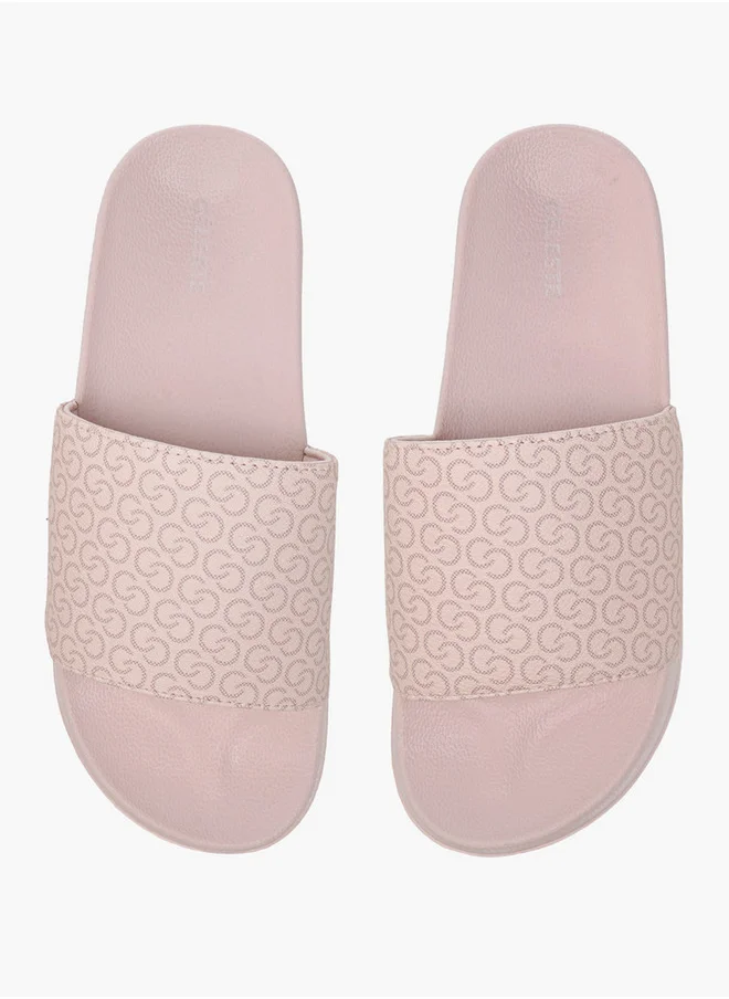 سيليست Women's Monogram Print Slip-On Slides