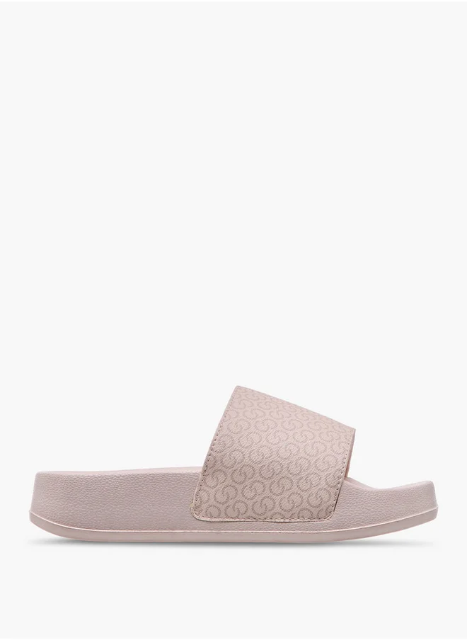 سيليست Women's Monogram Print Slip-On Slides