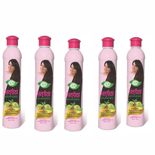 Meghdoot Ayurvedic Satreetha Shampoo Enriched With Natural Extracts of Amla, Reetha & Bhringraj For Hair Fall Control & Scalp Acne, Healthy & Strong Hair, Men & Women, 150ml Each (Pack of 5) - Image 1