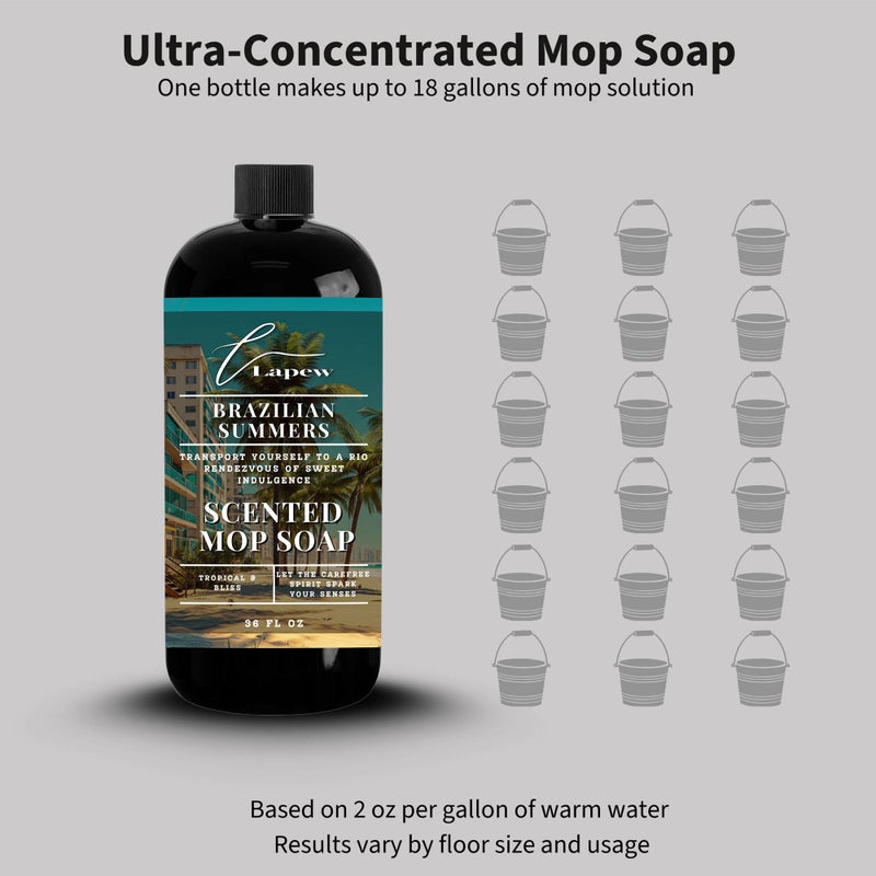 Lapew Brazilian Summers Scented Mop Soap - Brazilian Waves Luxury Floor Cleaner Concentrate for Mopping Tile, Laminate, Vinyl & Hardwood | Streak-Free, Low-Foam | 36 oz - Image 4