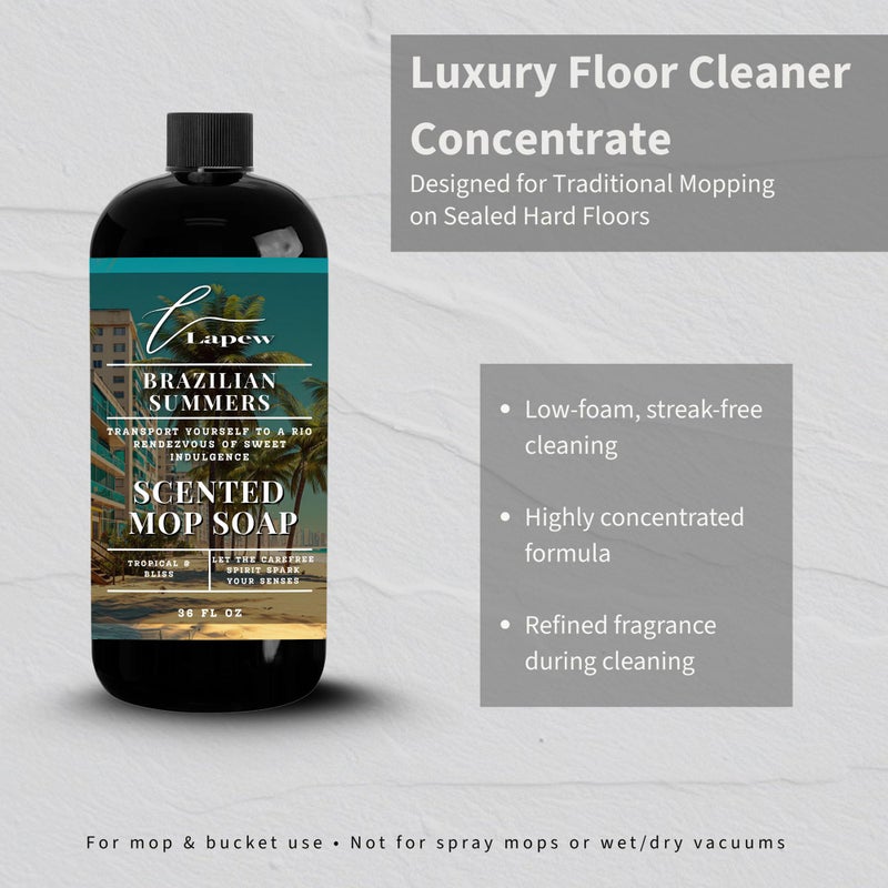Lapew Brazilian Summers Scented Mop Soap - Brazilian Waves Luxury Floor Cleaner Concentrate for Mopping Tile, Laminate, Vinyl & Hardwood | Streak-Free, Low-Foam | 36 oz - Image 2