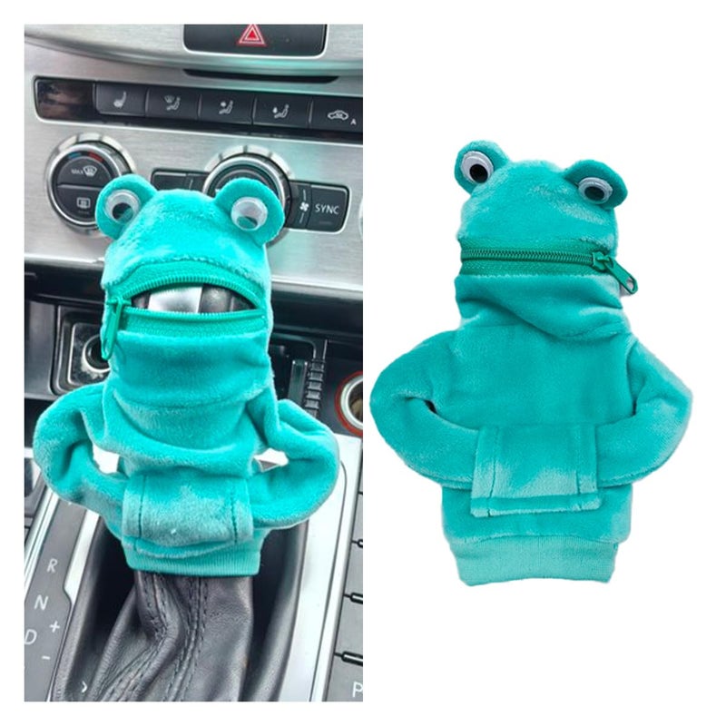 smilfuy Mini Frog Gear Stick Car Shifter Hoodie Gear Shift Cover Funny Gearshift Sweater Gear Shift Knob Hoodie Protector Cute Gadgets Car Interior Accessories and Decorations Green Frog - Image 3