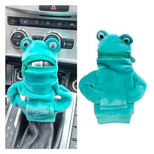 smilfuy Mini Frog Gear Stick Car Shifter Hoodie Gear Shift Cover Funny Gearshift Sweater Gear Shift Knob Hoodie Protector Cute Gadgets Car Interior Accessories and Decorations Green Frog - Image 1