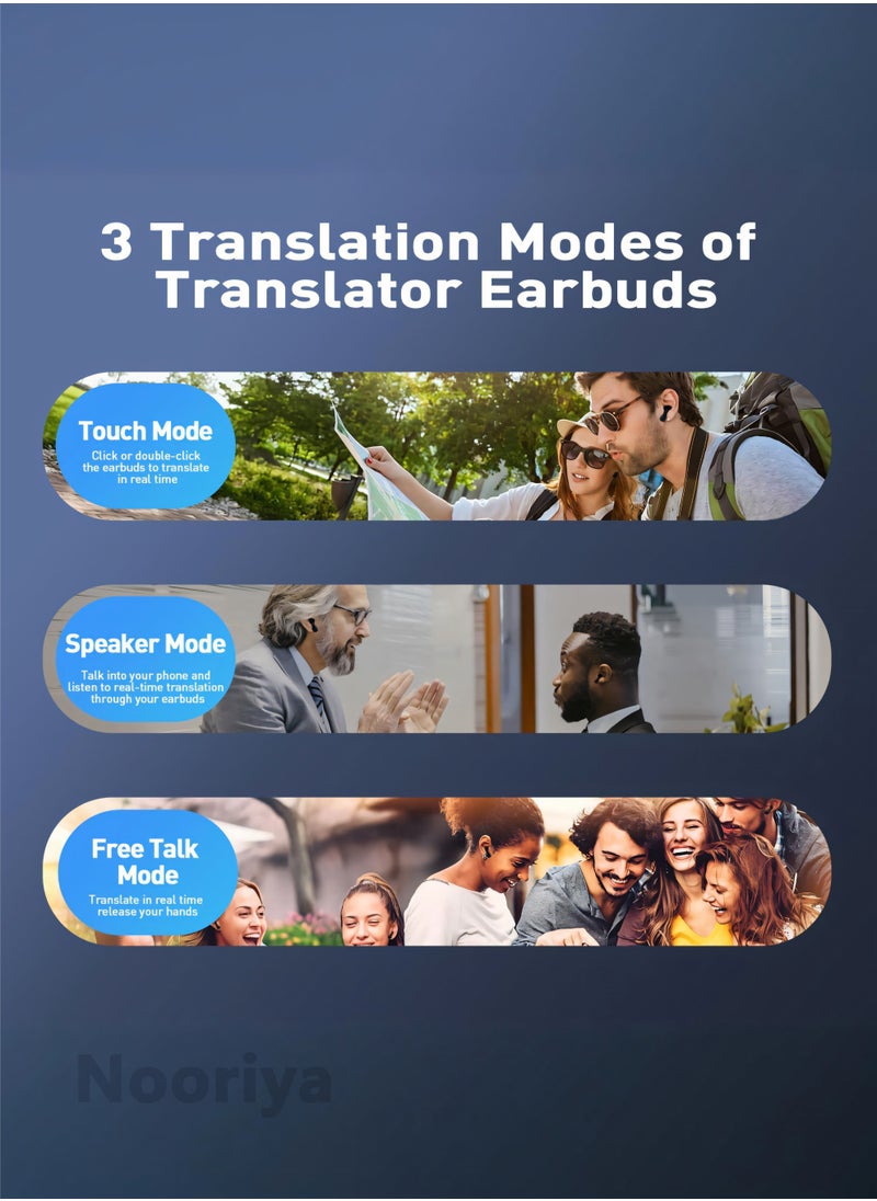 AI Language Translation Earbuds - Translation Earbuds Real Time, 144 Languages Online Translation, Two-Way Translator with APP for iOS for Android, Simultaneous Translation Bluetooth 5.4