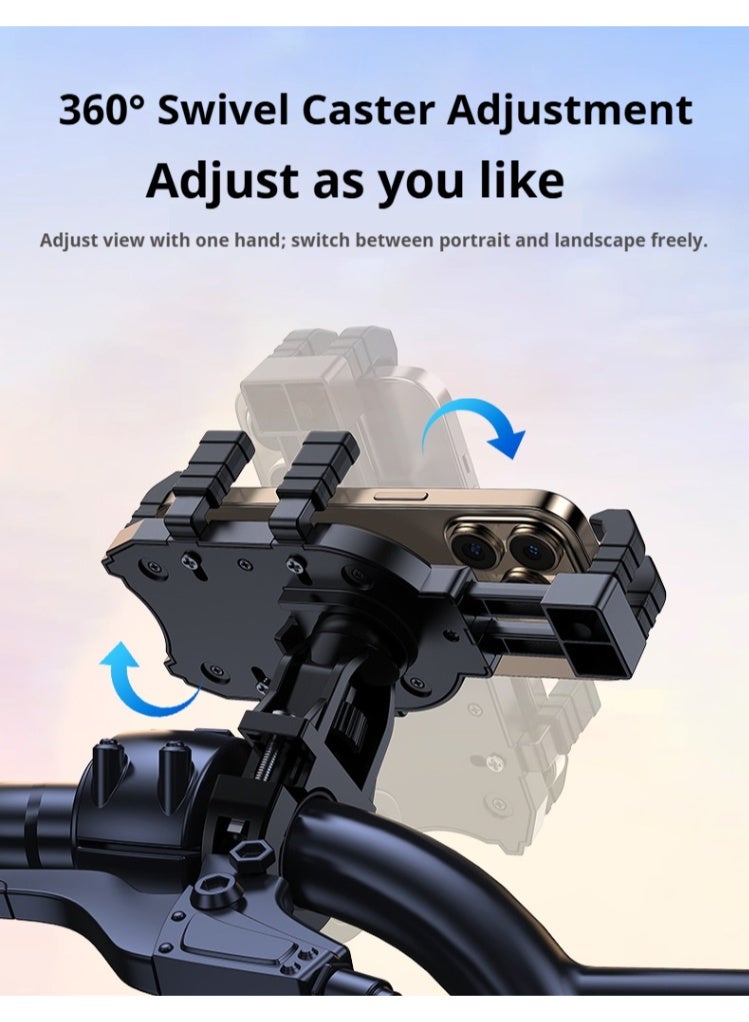 ويل آب حامل هاتف للدراجة، حامل هاتف للدراجة النارية، حامل كاميرا هاتف متين قابل للتعديل، 8 مخالب لتثبيت الهواتف الذكية مقاس 5.0 بوصة - 7.0 بوصة بإحكام، دعامة تثبيت على مقود الدراجة النارية والدراجات الكهربائية والدراجات الرباعية والسكوتر - Image 2