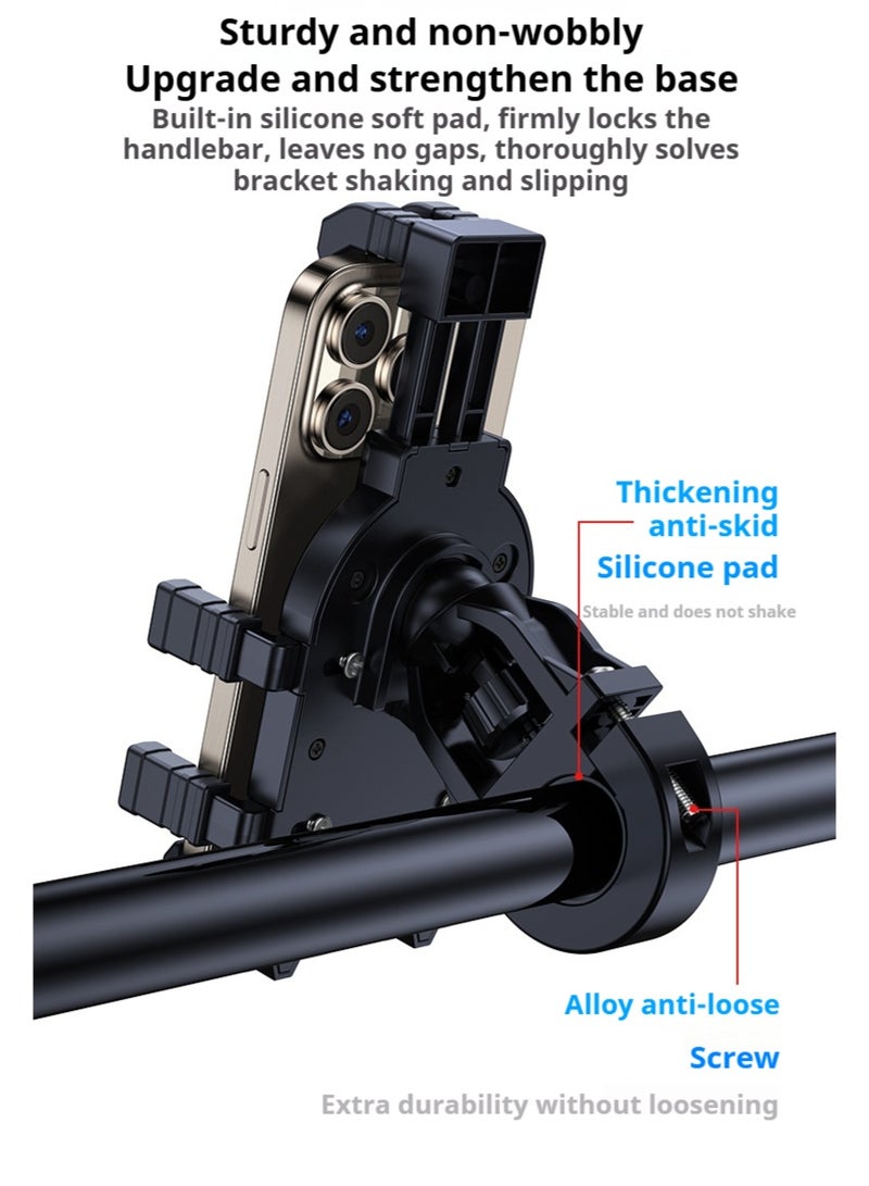 ويل آب حامل هاتف للدراجة، حامل هاتف للدراجة النارية، حامل كاميرا هاتف متين قابل للتعديل، 8 مخالب لتثبيت الهواتف الذكية مقاس 5.0 بوصة - 7.0 بوصة بإحكام، دعامة تثبيت على مقود الدراجة النارية والدراجات الكهربائية والدراجات الرباعية والسكوتر - Image 3