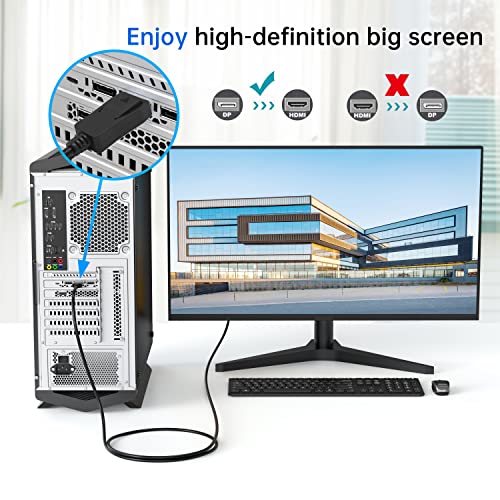 UKYEE Display Port (DP) to HDMI Cable 6 feet 10-Pack, DisplayPort to HDMI Cable Adapter 6ft Male to Male Cord Converter for PCs to HDTV, Monitor, Projector with HDMI Port - Image 2