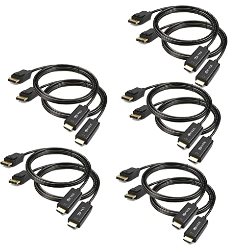 UKYEE Display Port (DP) to HDMI Cable 6 feet 10-Pack, DisplayPort to HDMI Cable Adapter 6ft Male to Male Cord Converter for PCs to HDTV, Monitor, Projector with HDMI Port - Image 1