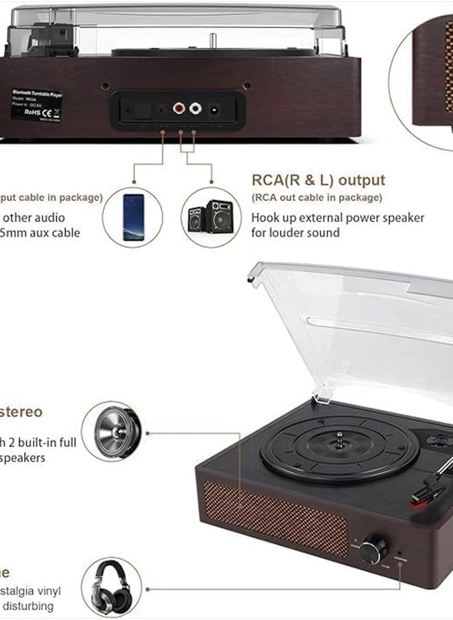 cotsoco - Vinyl Record Player Turntable with Built-in Bluetooth Receiver & 2 Stereo Speakers, 3 Speed 3 Size Portable Retro Record Player for Entertainment and Home Decoration - Image 1