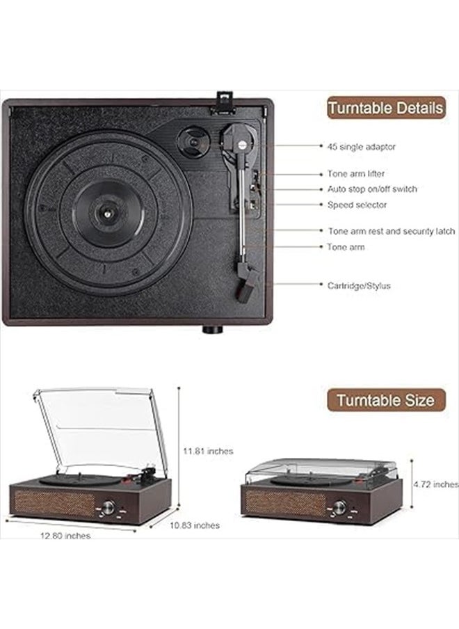 cotsoco - Vinyl Record Player Turntable with Built-in Bluetooth Receiver & 2 Stereo Speakers, 3 Speed 3 Size Portable Retro Record Player for Entertainment and Home Decoration - Image 1