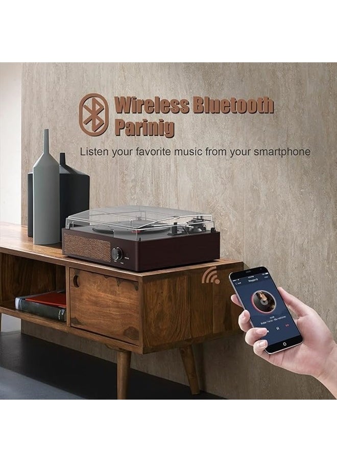 cotsoco - Vinyl Record Player Turntable with Built-in Bluetooth Receiver & 2 Stereo Speakers, 3 Speed 3 Size Portable Retro Record Player for Entertainment and Home Decoration - Image 1