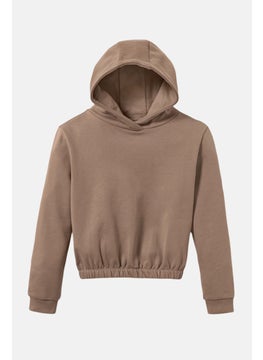 Tchibo Kids Girl Hoodie Long Sleeves Plain Sweatshirt, Brown  - Image 2