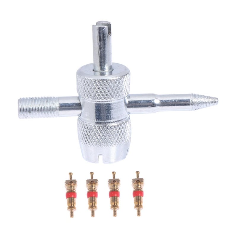 Way Tire Tool with Brass Cores for Valve Installation and Removal - Image 2