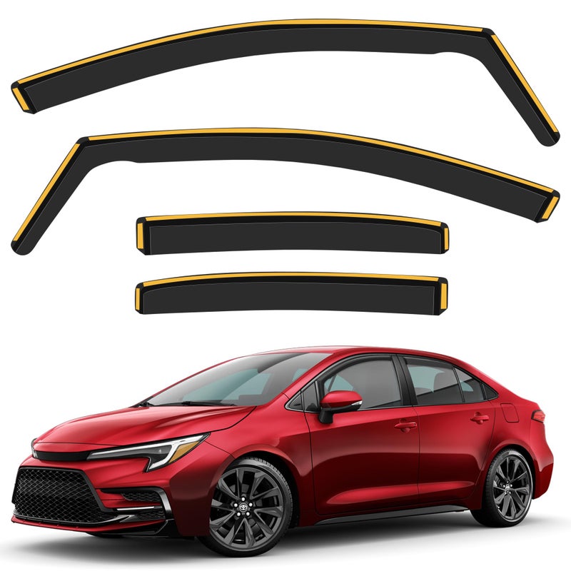 CXZHAZD Shatterproof inChannel Rain Guards for Toyota Corolla Sedan 20202025 Clipon Window Deflectors Vent Window Visors Rain Sun Wind Guards Shade Deflectors 4 pcs - Image 3