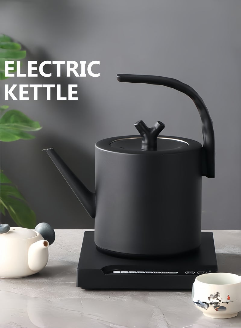 نيهاو غلاية متعددة الوظائف بتصميم عنق الإوزة V60، غلاية كهربائية، إبريق قهوة وشاي، سعة 1000 مل، قدرة 1000 واط مع تعديل درجة الحرارة بواسطة مقبض، عزل تلقائي مع DigiTemperature، مصنوع من الفولاذ المقاوم للصدأ 304، مناسب للاستخدام في المنزل والمكتب - أسود - Image 2