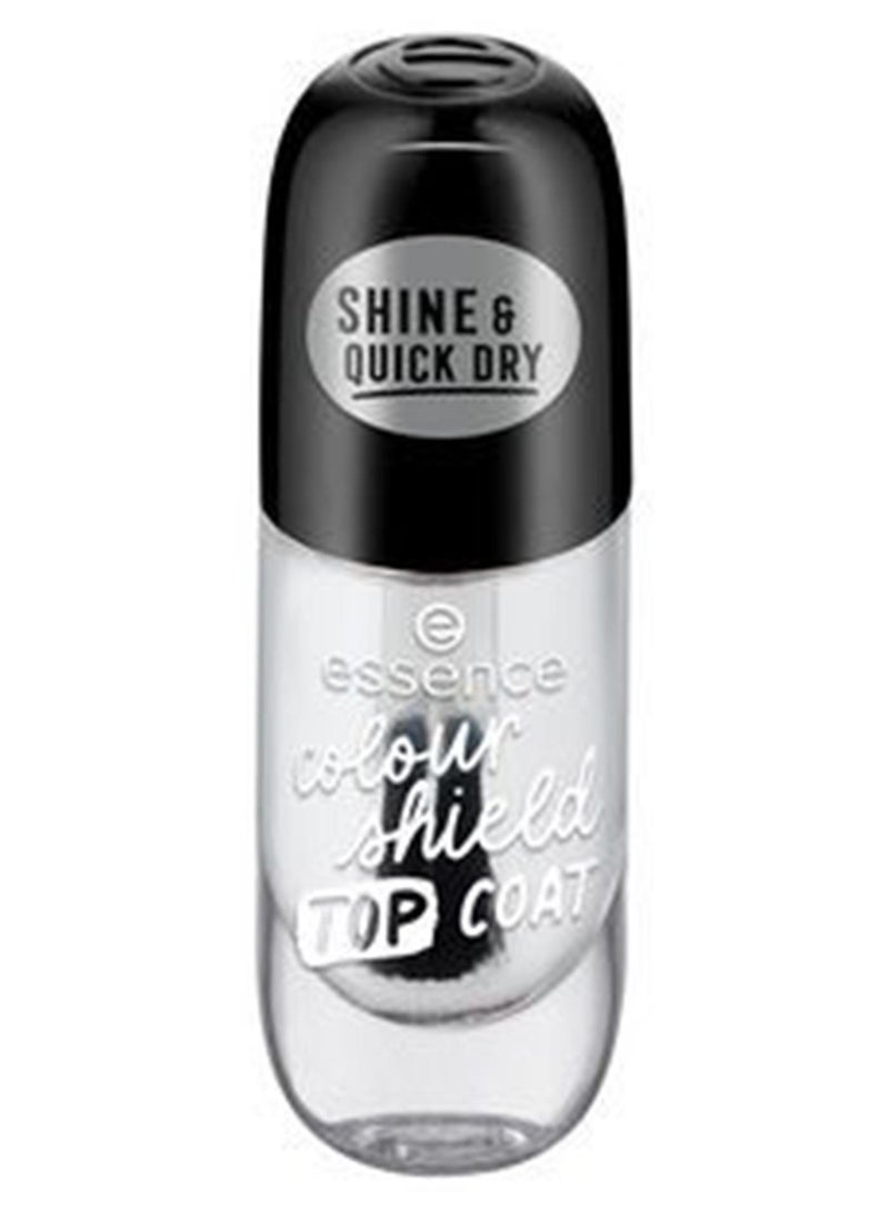 Essence Colour Shield Top Coat 8ml | Quick Dry Formula | Protects Nails from Discoloration | Long Lasting High Gloss Gel Finish | Vegan Clean Beauty Nail Care | 8 ml (Pack of 1) Clear - Image 1