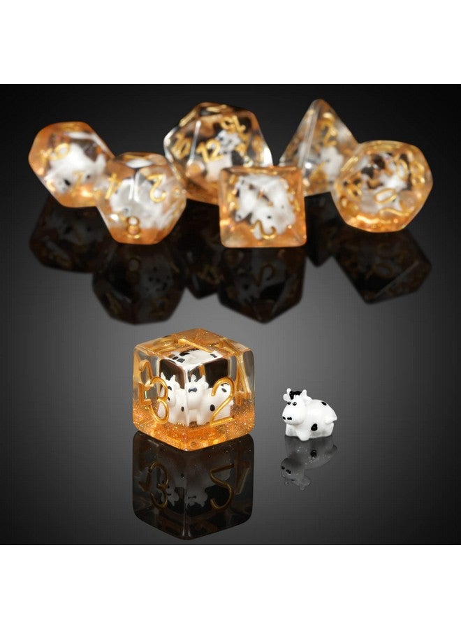 دي أن دي أن دي نرد DND من Cow، نرد DNDND من الراتنج مكون من 7 قطع مع حقيبة مخملية لألعاب تقمص الأدوار Dungeons and Dragons وألعاب الطاولة (Cow) - Image 2