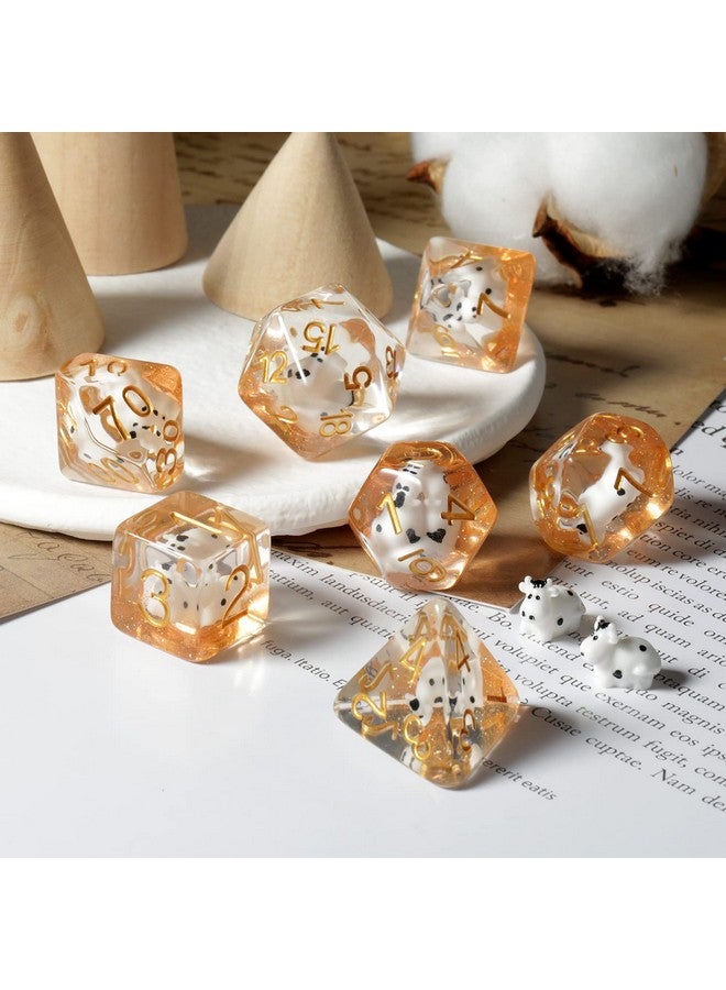 دي أن دي أن دي نرد DND من Cow، نرد DNDND من الراتنج مكون من 7 قطع مع حقيبة مخملية لألعاب تقمص الأدوار Dungeons and Dragons وألعاب الطاولة (Cow) - Image 5