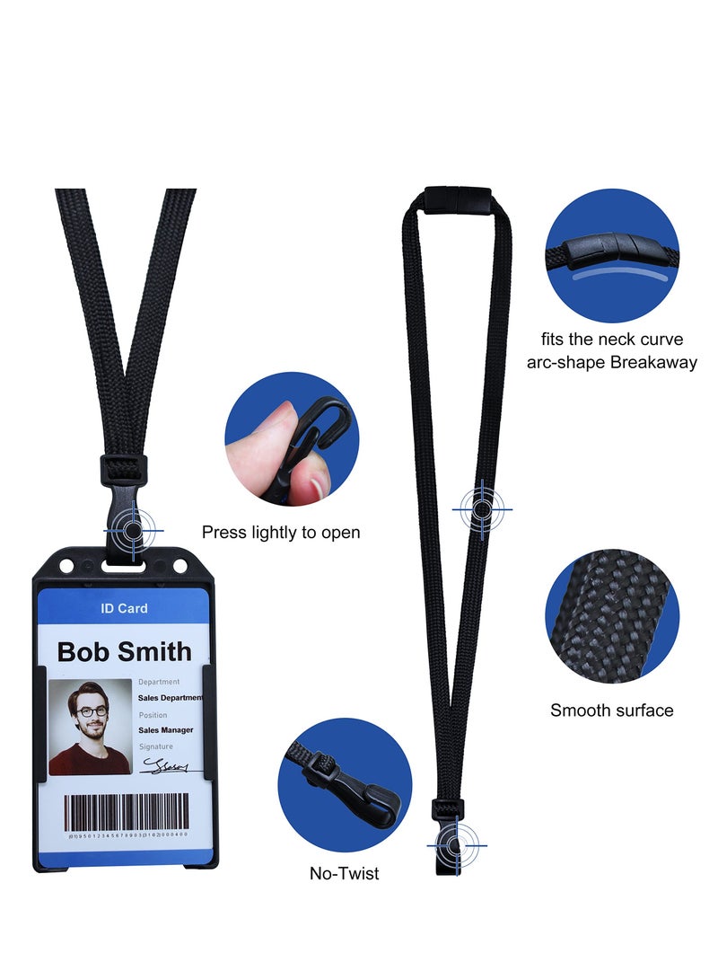 SYOSI 25 Pack ID Black Lanyards 36" Premium Adjustable Breakaway Lanyards for ID Badge Name Tag Durable Polyester Lanyard with No-Twist Plastic Clip Hook for School Hospital Cards ID Badges Black - Image 3