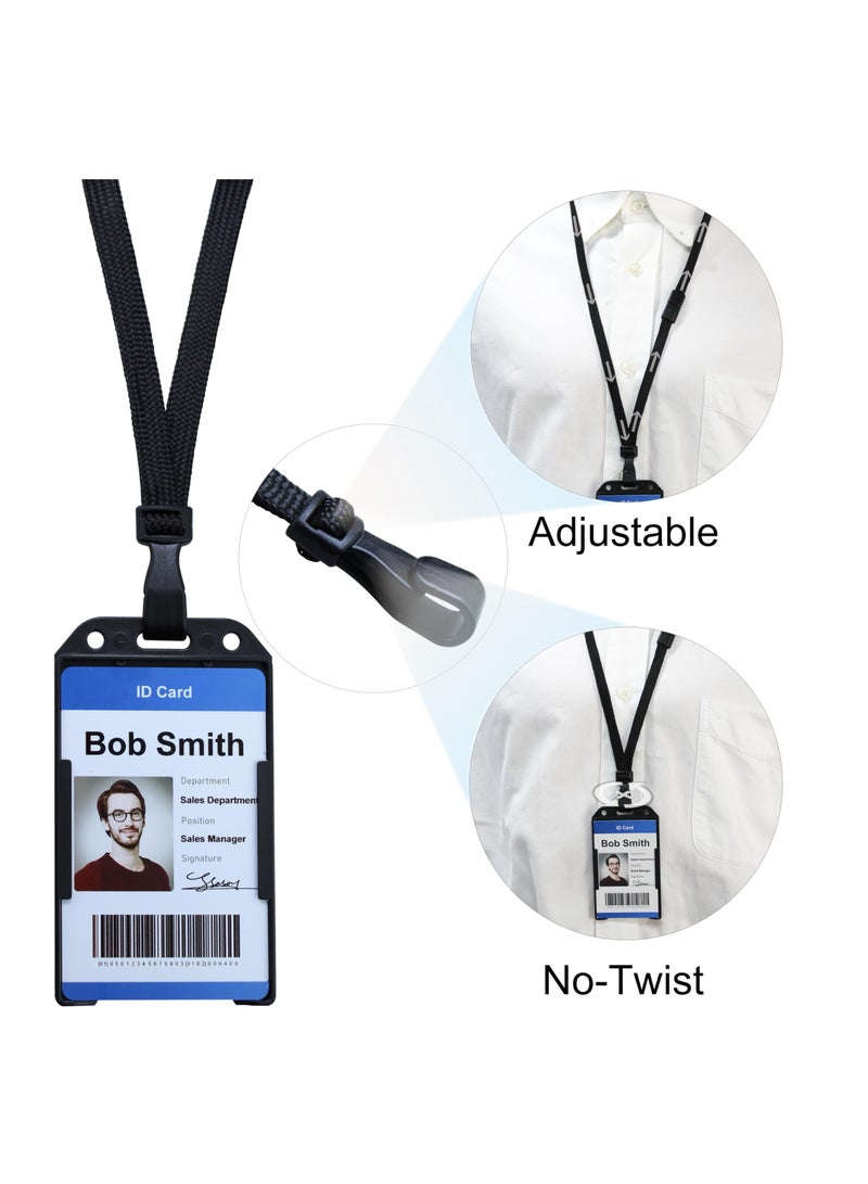 SYOSI 25 Pack ID Black Lanyards 36" Premium Adjustable Breakaway Lanyards for ID Badge Name Tag Durable Polyester Lanyard with No-Twist Plastic Clip Hook for School Hospital Cards ID Badges Black - Image 2