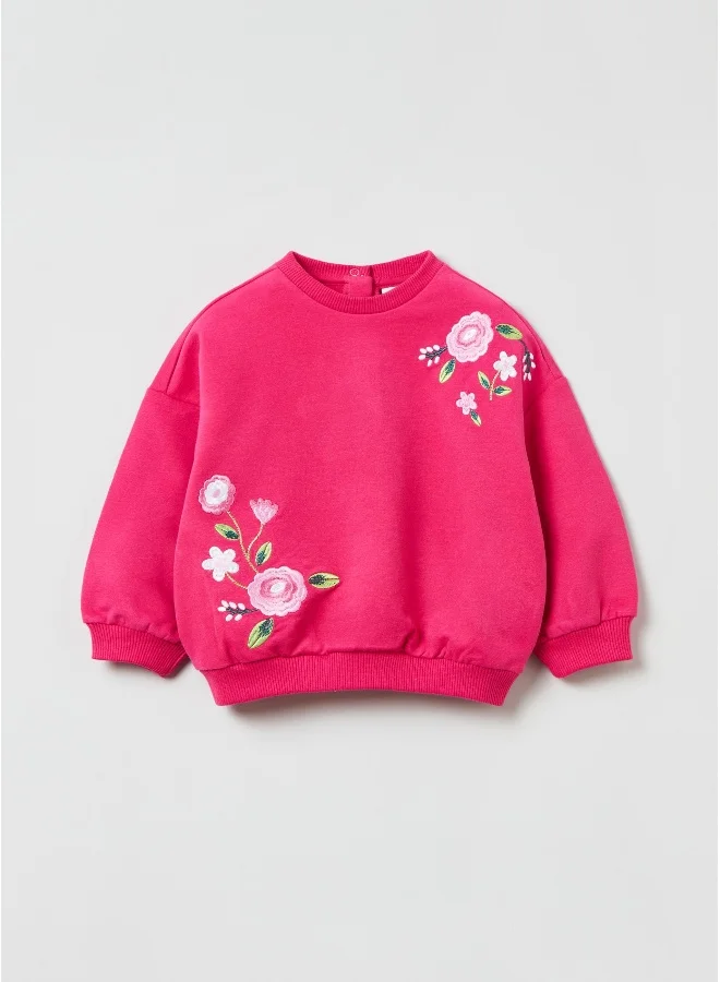Ovs Ovs Housebrand French Terry Sweatshirt With Embroidered Flowers