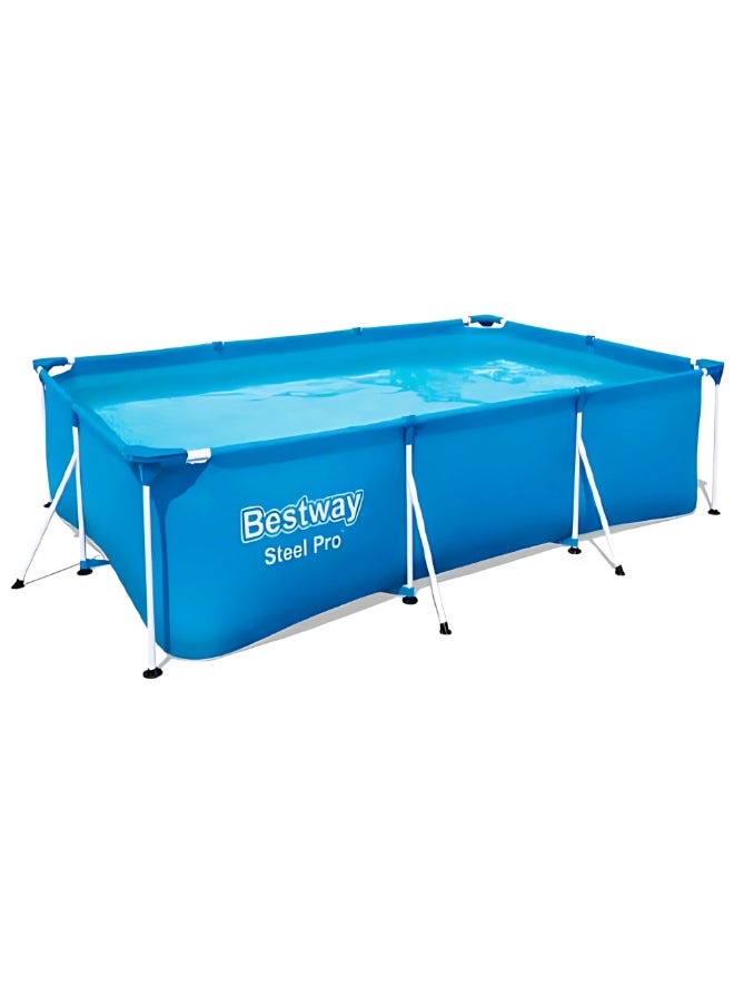 مسبح حديدي مستطيل Bestway Steel Pro – مقاس 300x201x66 سم | سعة 3300 لتر – هيكل قوي وبطانة PVC ثلاثية