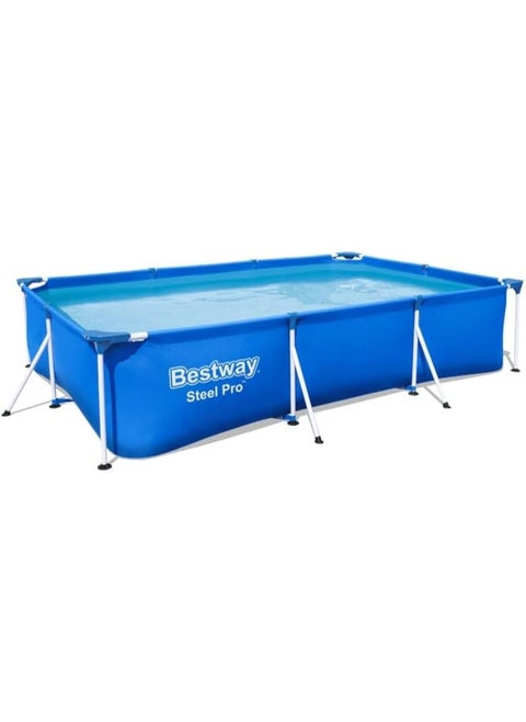 مسبح حديدي مستطيل Bestway Steel Pro – مقاس 300x201x66 سم | سعة 3300 لتر – هيكل قوي وبطانة PVC ثلاثية