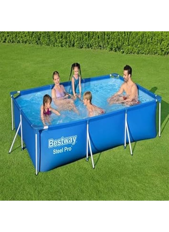 مسبح حديدي مستطيل Bestway Steel Pro – مقاس 300x201x66 سم | سعة 3300 لتر – هيكل قوي وبطانة PVC ثلاثية