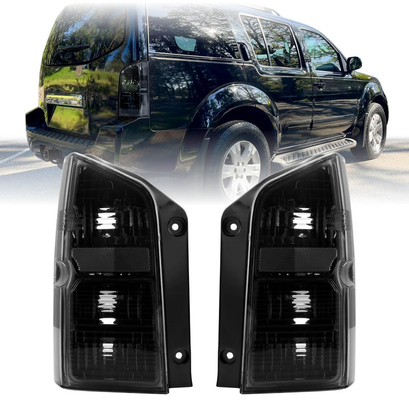 USR 0512 R51 SUV Tail Light Rear Tail Lamps Left Right Pair Compatible with 20052012 Nissan Pathfinder Sport Utility Vehicle All Models LE SE and S LIGHT SMOKE LENS wBLACK CHROME HOUSING