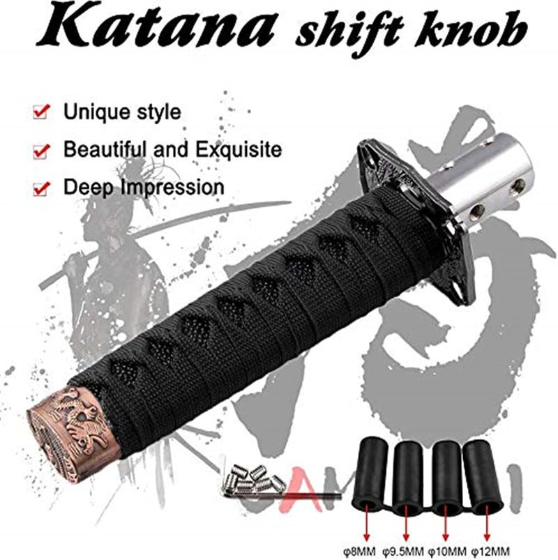 Wear resistant Universal Gear Shift Knob Sword Shift Knobs Katana Samural Shift Gear Lever Compatible with Manual Cars Most Automatic Cars with 4 Adapters Black Black Market mainstream color picks - Image 2
