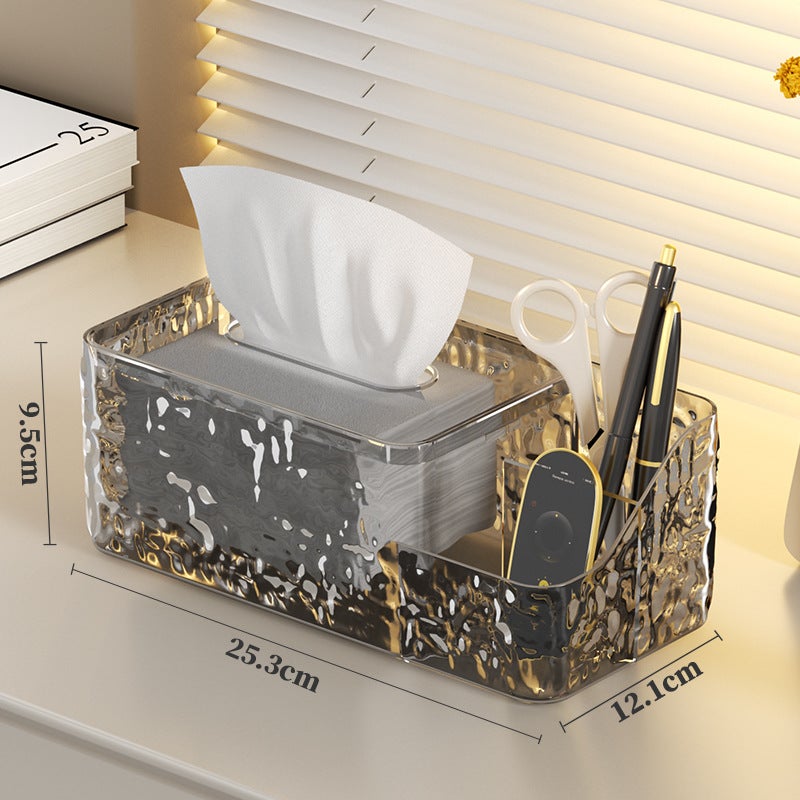 صندوق مناديل بتصميم تموجات المياه الجليدية لغرفة المعيشة - فخامة خفيفة إبداعية - صندوق تخزين متعدد الوظائف لطاولة القهوة - صندوق ورق منزلي - Image 1