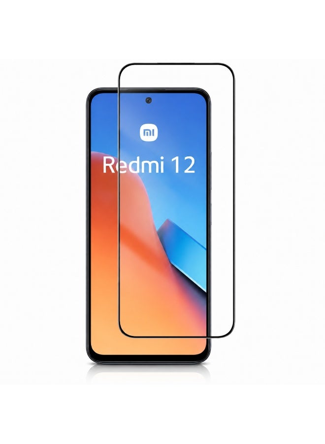 Deer ESD Ultra Clear 9H Tempered Glass Screen Protector for Xiaomi Redmi 12 - Edge-to-Edge Full Coverage with Precision Black Border - Image 1