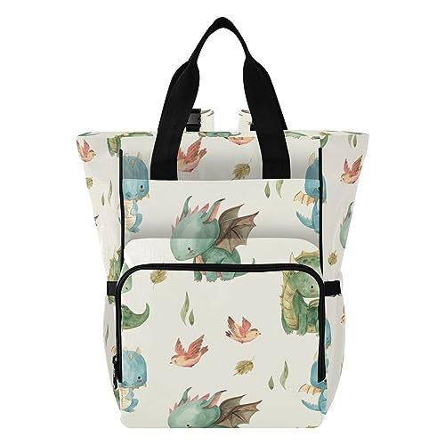 xigua Watercolor Dragon Diaper Bag Backpack Multi Function Baby Changing Bags Waterproof Large Capacity Travel Back Pack for Mom Dad - Image 1