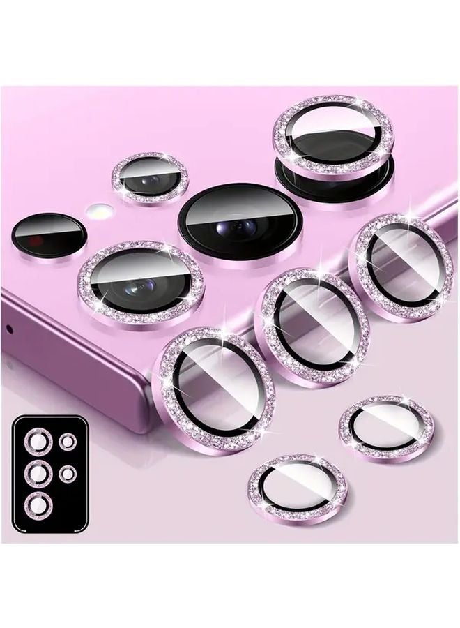 Glitter Purple Galaxy S25 Ultra Tempered Glass Lens Protector With Aluminium Alloy Ring - Image 1