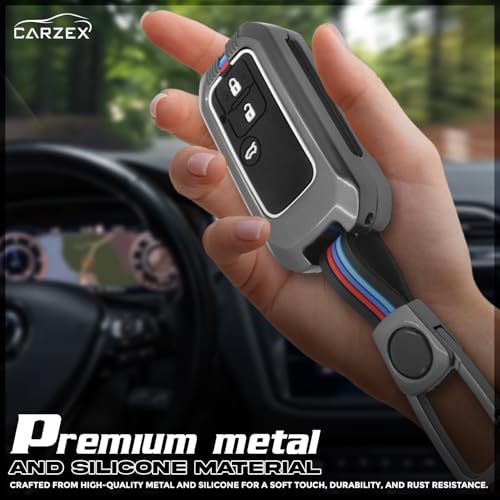 Carzex Car Key Cover Compatible with Suzuki Swift, Dzire, WagonR, Baleno, Ertiga, Alto, Brezza, Ignis, Ciaz, Celerio – 2 Button Metal + Silicone Protective Shell (DZIRE 3 BUTTON) - Image 2