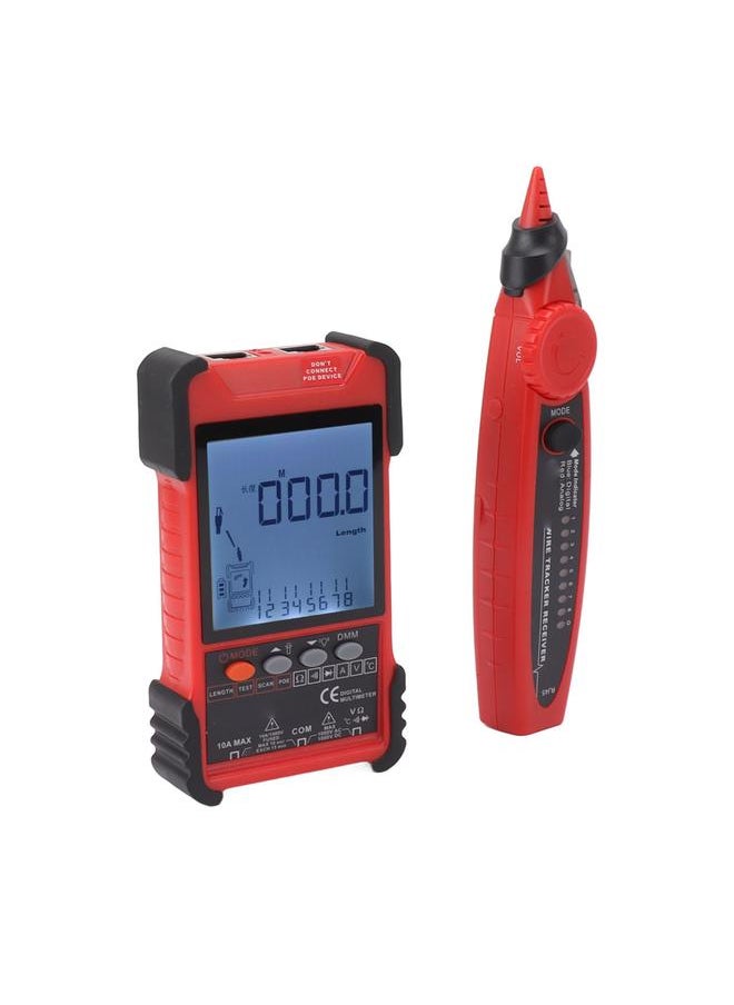 Thoraya 2 in 1 Network Cable Tester Digital Multimeter LCD Screen Network Wire Finder Kit for Metal Cable Mapping Tracing Red  - Image 3