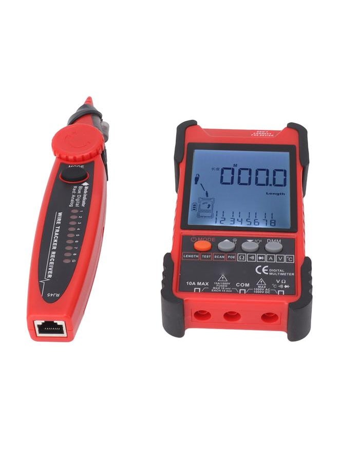 Thoraya 2 in 1 Network Cable Tester Digital Multimeter LCD Screen Network Wire Finder Kit for Metal Cable Mapping Tracing Red  - Image 2