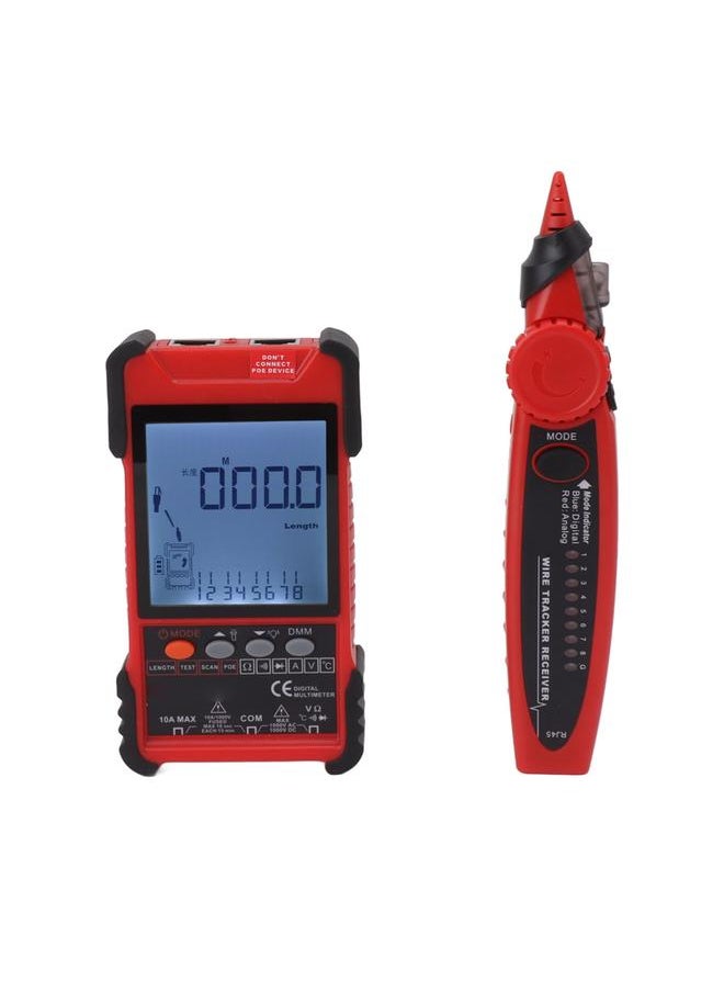 Thoraya 2 in 1 Network Cable Tester Digital Multimeter LCD Screen Network Wire Finder Kit for Metal Cable Mapping Tracing Red  - Image 5