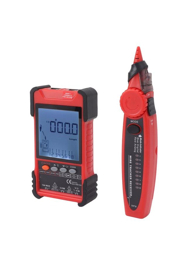 Thoraya 2 in 1 Network Cable Tester Digital Multimeter LCD Screen Network Wire Finder Kit for Metal Cable Mapping Tracing Red  - Image 4