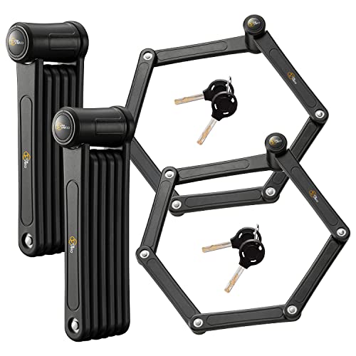 Via Velo 2 Folding Bike Lock Set | Same Key System 4 Keyed Alike Keys, Heavy Duty Hard Steel, Lightweight, Bike Lock for Electric Bike, Electric Scooter, Dirt Bike for Adults with Mounting Case - Image 1