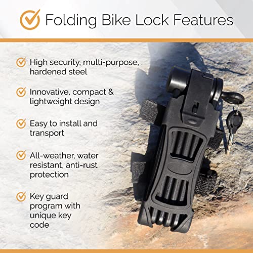 Via Velo 2 Folding Bike Lock Set | Same Key System 4 Keyed Alike Keys, Heavy Duty Hard Steel, Lightweight, Bike Lock for Electric Bike, Electric Scooter, Dirt Bike for Adults with Mounting Case - Image 4
