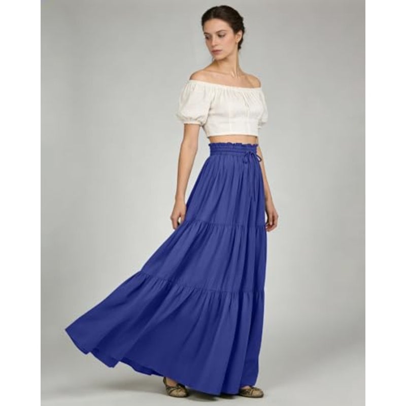 Renaissance Maxi Tiered Ruffle Skirt High Waisted Medieval Skirt for Women Ren Faire - Image 3