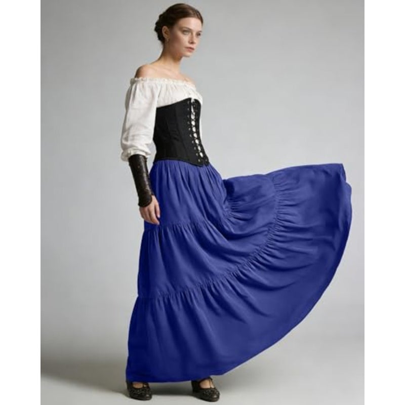 Renaissance Maxi Tiered Ruffle Skirt High Waisted Medieval Skirt for Women Ren Faire - Image 5