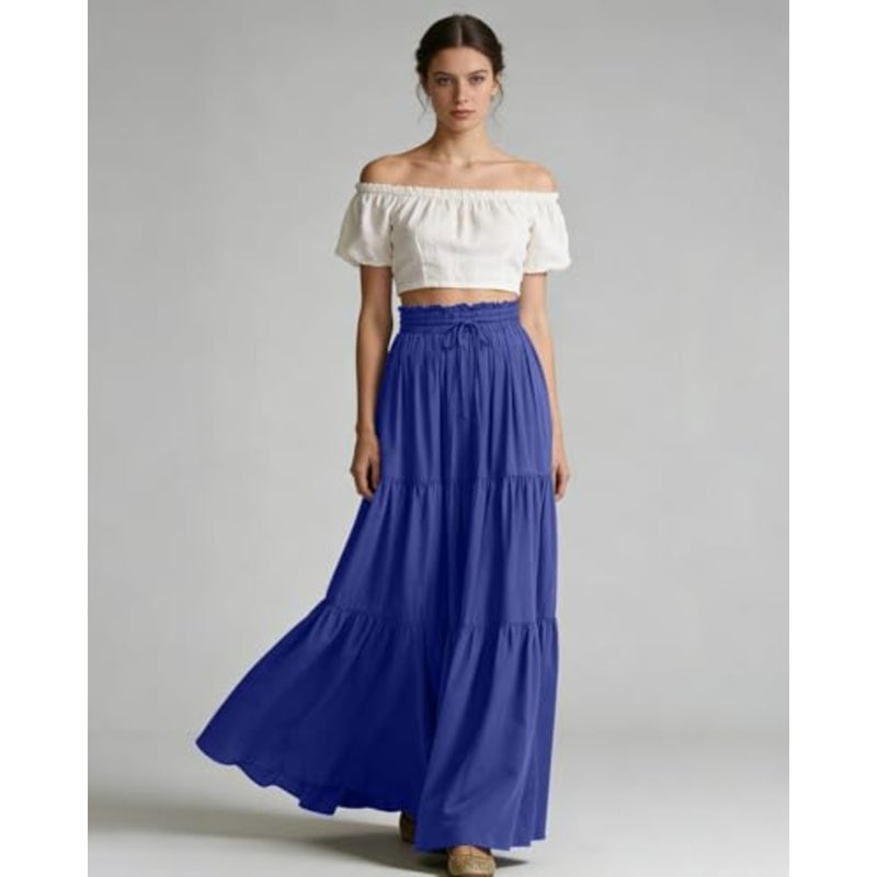 Renaissance Maxi Tiered Ruffle Skirt High Waisted Medieval Skirt for Women Ren Faire - Image 2